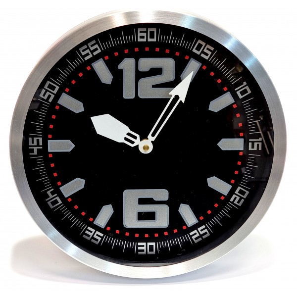 Laikrodis sieninis apvalus skaičiai stambūs metalizuotas D30