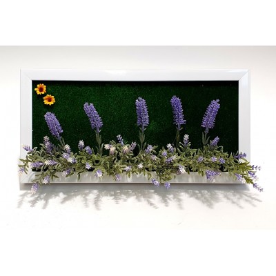 Dirbtinių gėlių paveikslas (25x49cm)