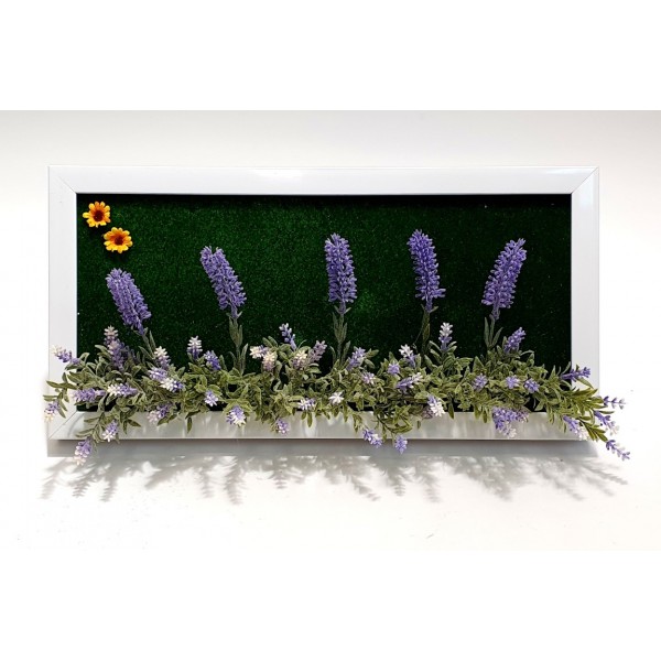 Dirbtinių gėlių paveikslas (25x49cm)