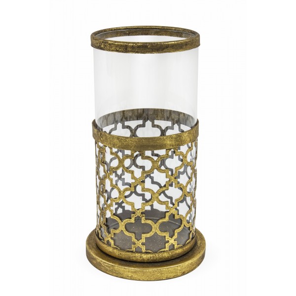 Žvakidė metalinė su stiklo cilindru (28x12 cm)