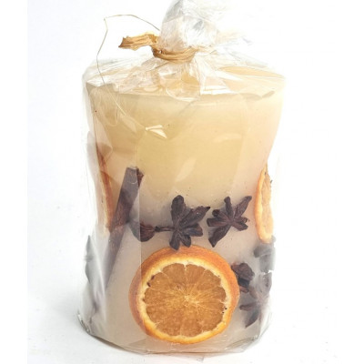 Aromatinė žvakė su anyžiais, apelsinais, cinamonu (D8 H10cm)