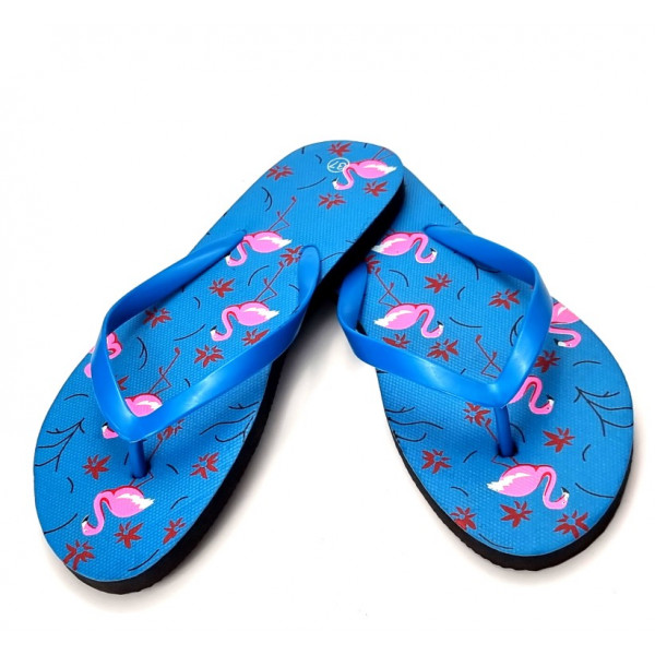 Šlepetės per pirštą, flamingai, mėlynos (36d)
