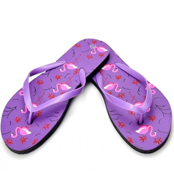 Šlepetės per pirštą, flamingai, violetinės (36d)